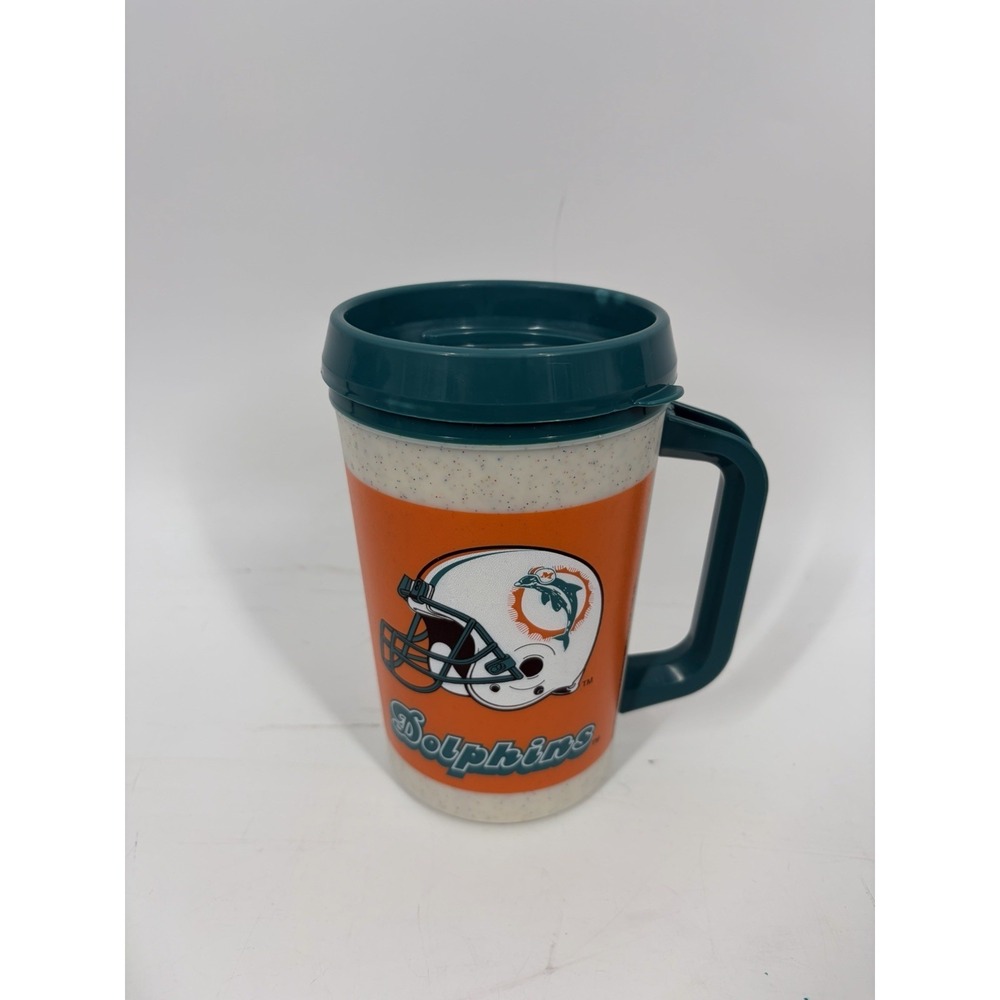 7 Eleven Miami Dolphins Travel Mug NFL Vintage Plastic Travel Cup Teal Orange